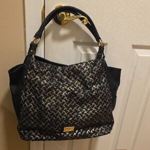 INC International Concepts Black and Gold Woven Shoulder Bag